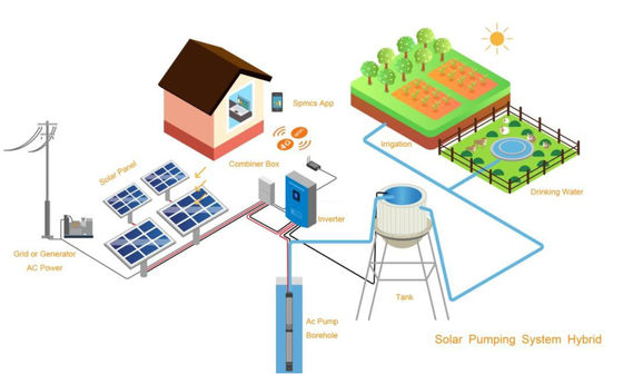 Kırsal Konum İçin DC Güç Fırçasız Güneş Enerjili Su Pompalama Sistemi